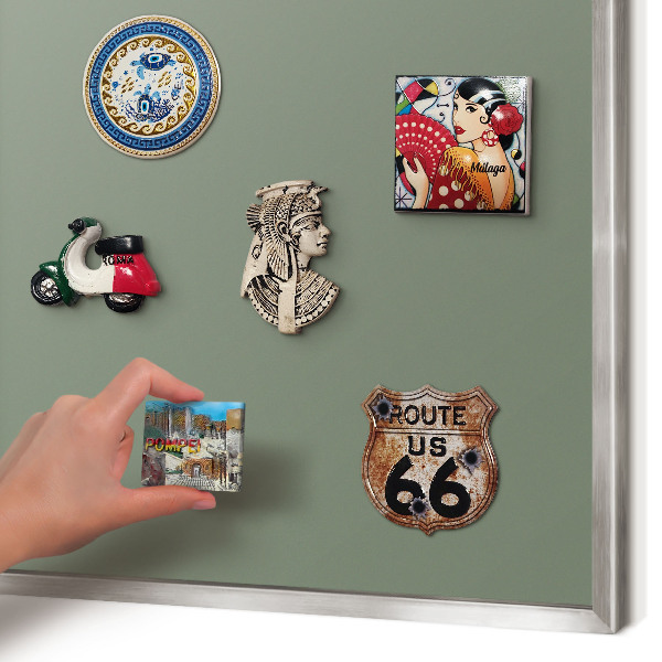 Printed magnet board in a silver frame Dark sage