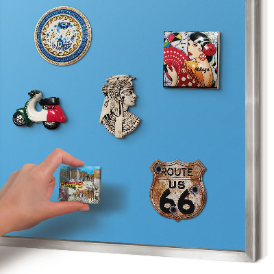 Printed magnet board in a silver frame Blue water
