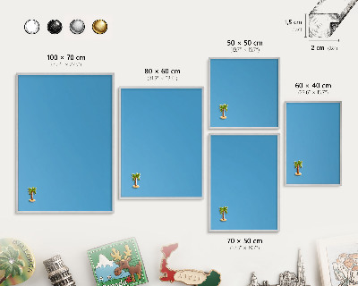 Printed magnet board in a silver frame Blue water