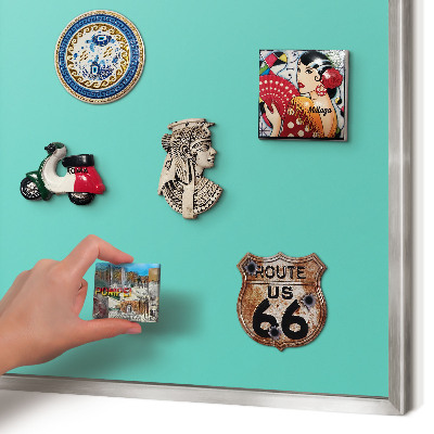 Souvenir magnet display board with a silver frame Strong mint