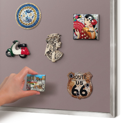 Printed magnet board in a silver frame Ash brown