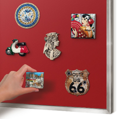 Printed magnet board in a silver frame Light burgundy