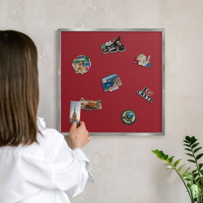 Printed magnet board in a silver frame Light burgundy