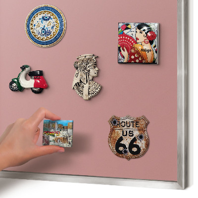 Printed magnet board in a silver frame Pastel dusty pink