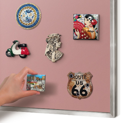 Printed magnet board in a silver frame Pastel dusty pink