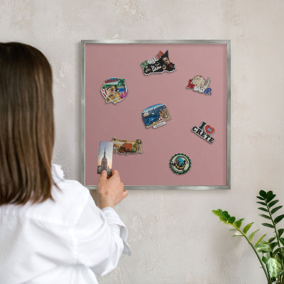Printed magnet board in a silver frame Pastel dusty pink