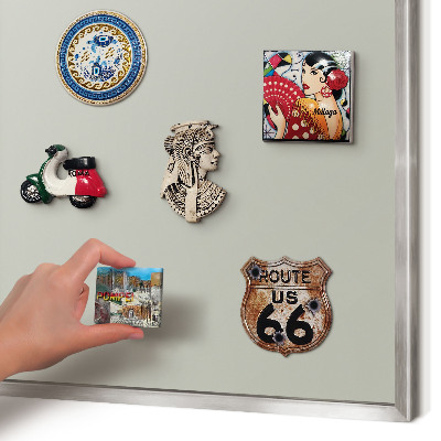 Souvenir magnet display board with a silver frame Warm gray
