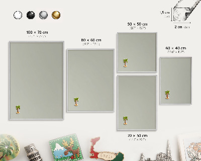 Souvenir magnet display board with a silver frame Warm gray