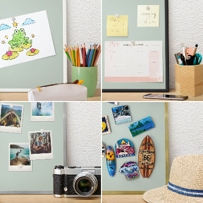 Printed magnet board in a silver frame Light mint