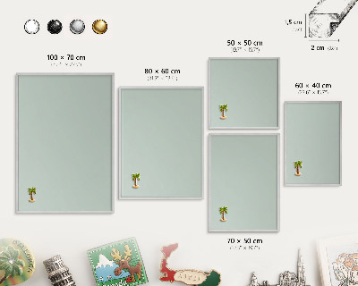 Printed magnet board in a silver frame Light mint