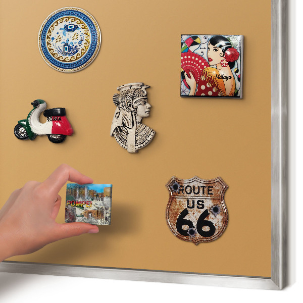 Printed magnet board in a silver frame Dull orange