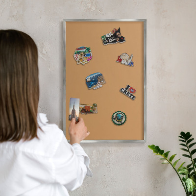 Printed magnet board in a silver frame Dull orange