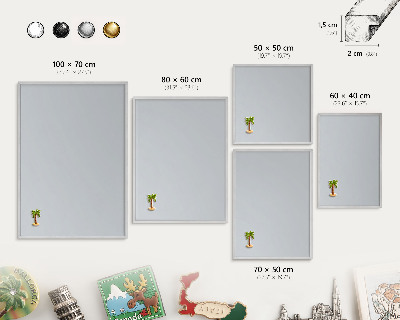 Souvenir magnet display board with a silver frame Light gray