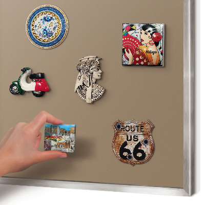 Printed magnet board in a silver frame Neutral brown