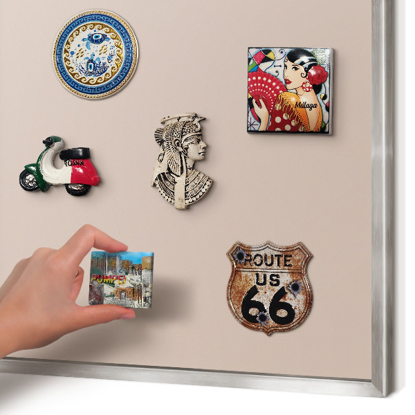Printed magnet board in a silver frame Beige pink