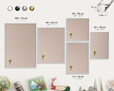 Printed magnet board in a silver frame Beige pink