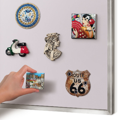 Souvenir magnet display board with a silver frame Light lilac