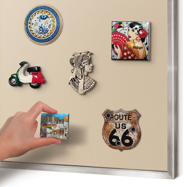 Printed magnet board in a silver frame Beige orange