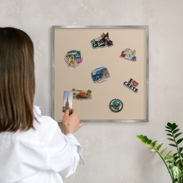 Printed magnet board in a silver frame Beige orange