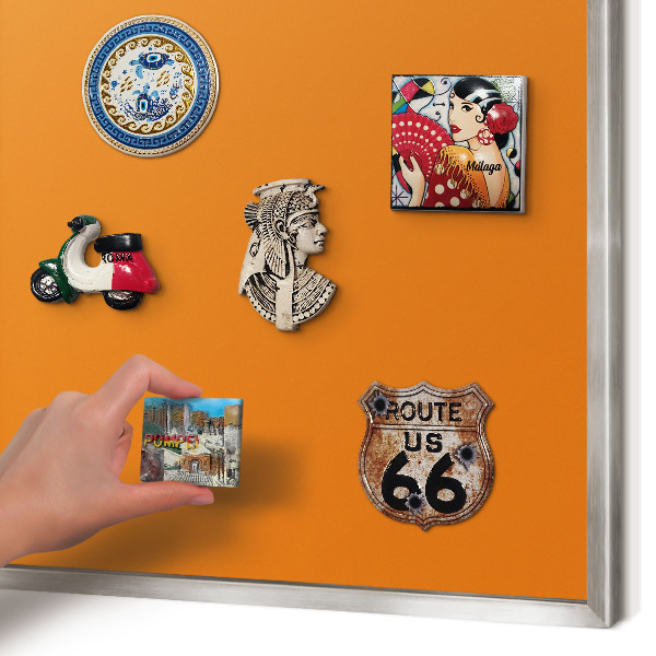 Printed magnet board in a silver frame Strong orange