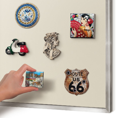 Souvenir magnet display board with a silver frame Light stone