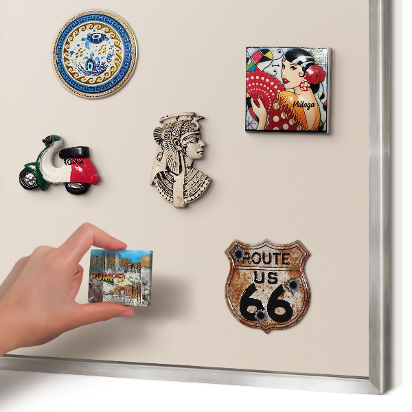 Printed magnet board in a silver frame Warm beige