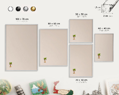 Printed magnet board in a silver frame Warm beige