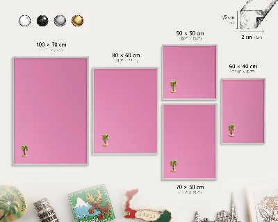 Souvenir magnet display board with a silver frame Cool pink