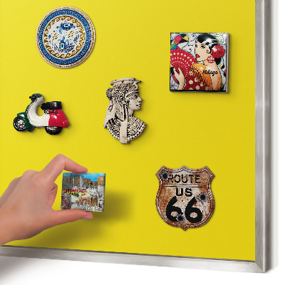 Printed magnet board in a silver frame Intense yellow