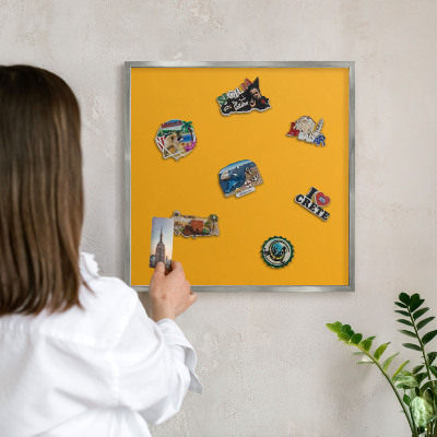 Printed magnet board in a silver frame Vivid orange