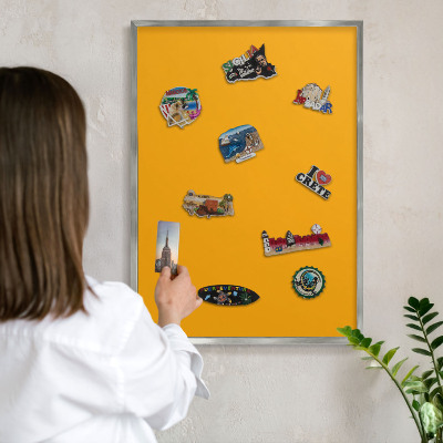Printed magnet board in a silver frame Vivid orange