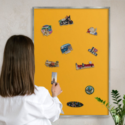Printed magnet board in a silver frame Vivid orange