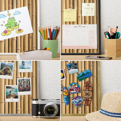 Metal magnet board with a gold frame Bamboo pattern