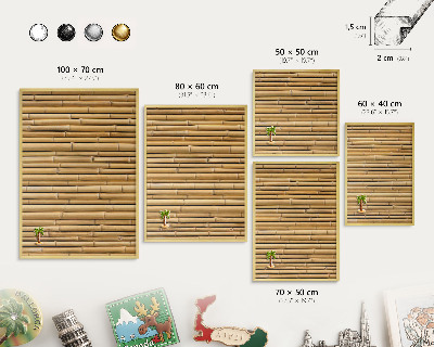 Metal magnet board with a gold frame Bamboo pattern