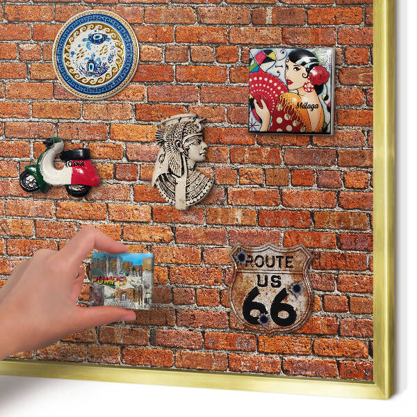 Magnetic board for magnets in a gold frame Brick motif
