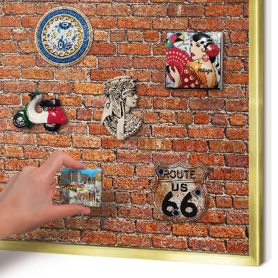 Magnetic board for magnets in a gold frame Brick motif