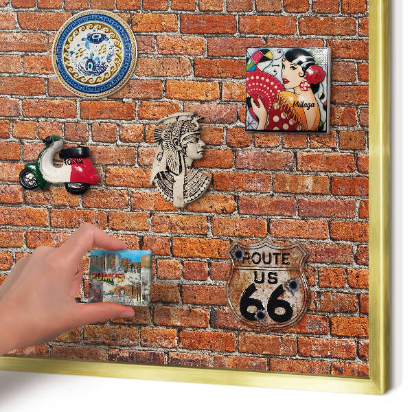 Magnetic board for magnets in a gold frame Brick motif