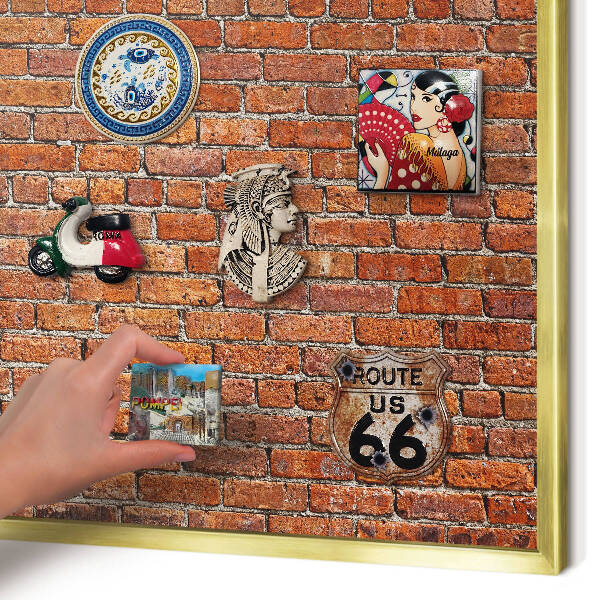 Magnetic board for magnets in a gold frame Brick motif