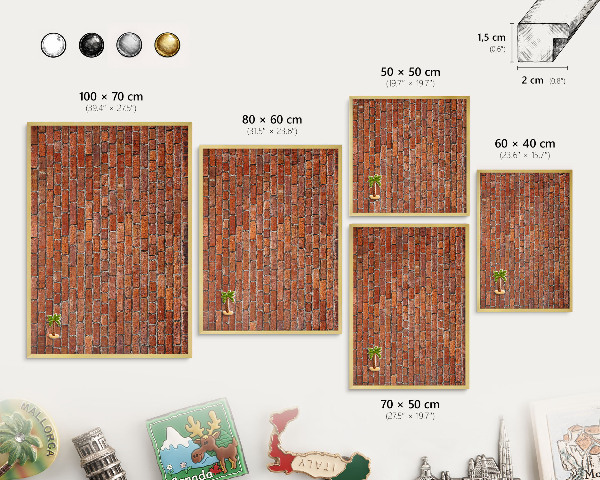 Magnetic board for magnets in a gold frame Brick motif