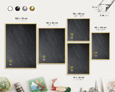 Metal magnet board with a gold frame Gray texture