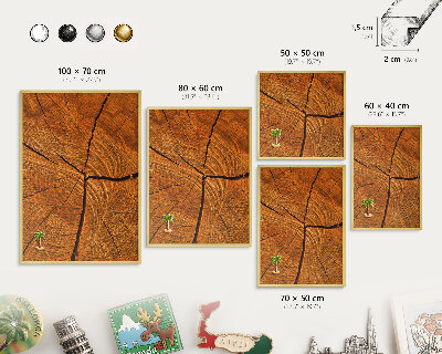 Magnetic board for magnets in a gold frame Wood grain