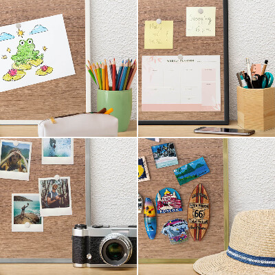 Magnetic board for magnets in a gold frame Wood texture
