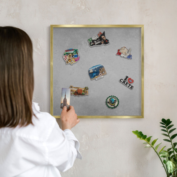 Magnetic board for magnets in a gold frame Silver fog