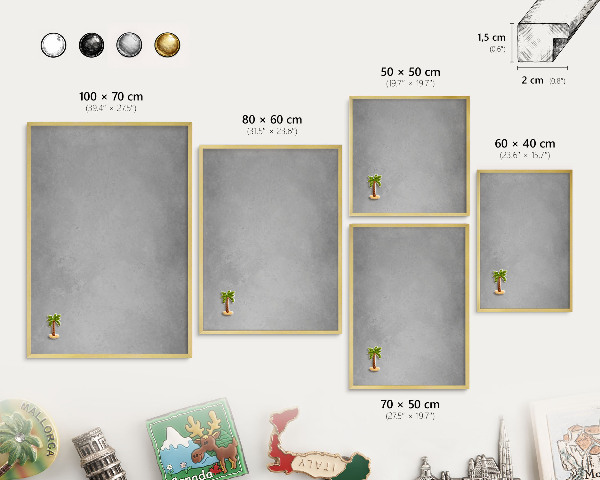 Magnetic board for magnets in a gold frame Silver fog