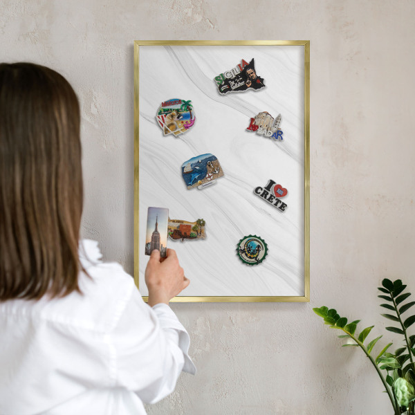 Magnetic board for magnets in a gold frame Subtle marble