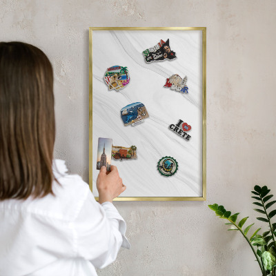 Magnetic board for magnets in a gold frame Subtle marble