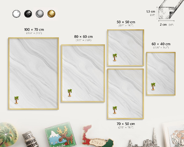 Magnetic board for magnets in a gold frame Subtle marble