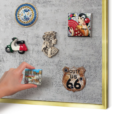 Magnetic board for magnets in a gold frame Gray surface