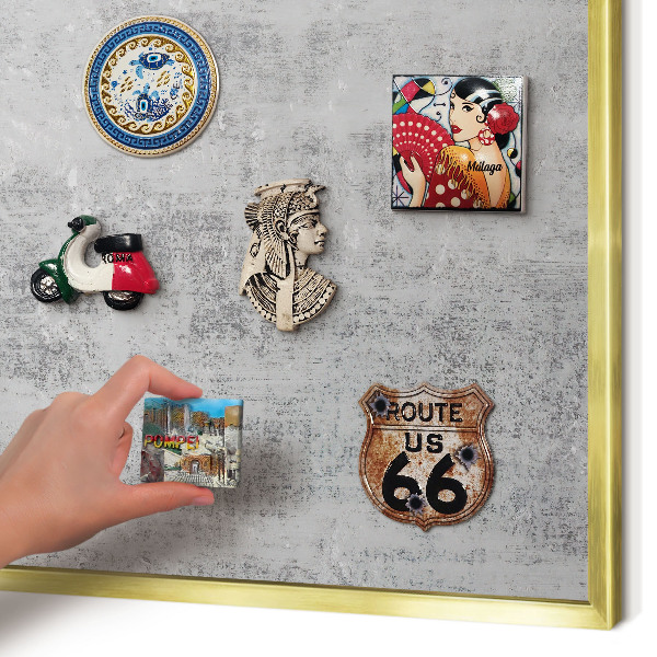 Magnetic board for magnets in a gold frame Gray surface
