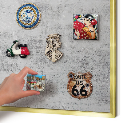 Magnetic board for magnets in a gold frame Gray surface